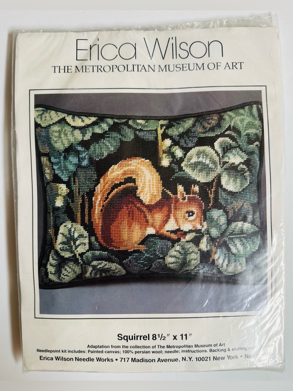 Erica Wilson Metropolitan Museum of Art Squirrel Needlepoint Kit Vintage 1990 NW